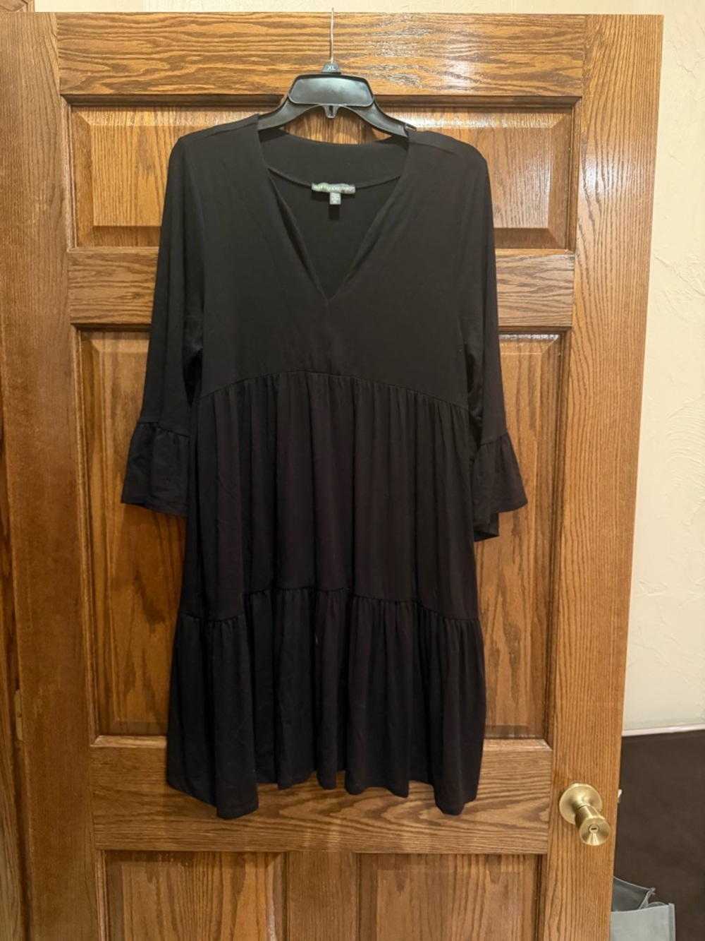 Women’s Black Tiered V-Neck Dress